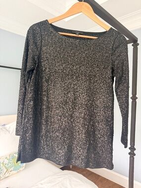 J. Crew Black Sequin Top